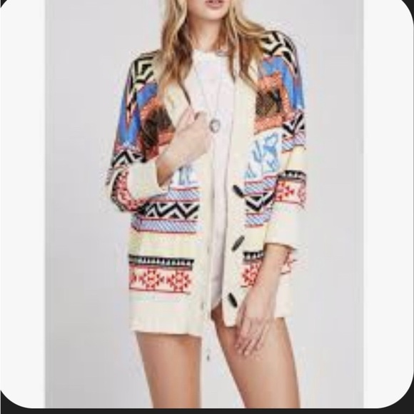 Wildfox Multicolor Patterned Cardigan couture midnight howl Harper - Picture 1 of 5